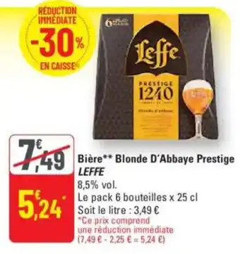 G20 LEFFE Bière Blonde D'Abbaye Prestige offre