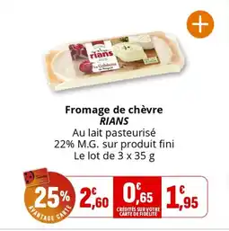 Coccinelle Supermarché Fromage de chèvre rians offre