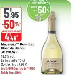 G20 JP CHENET Mousseux Demi-Sec Blanc de Blancs offre