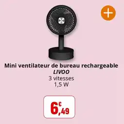 Coccinelle Supermarché Mini ventilateur de bureau rechargeable livoo offre