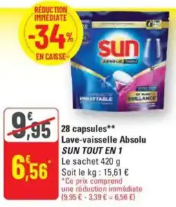 SUN TOUT EN 1 28 capsules Lave-vaisselle Absolu