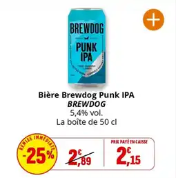 Coccinelle Supermarché Bière brewdog punk ipa brewdog offre