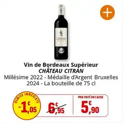 Coccinelle Supermarché Vin de bordeaux supérieur château citran offre