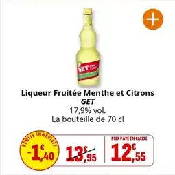 Coccinelle Supermarché Liqueur fruitée menthe et citrons get offre