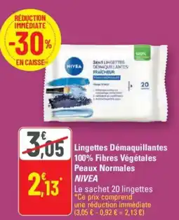 G20 NIVEA Lingettes Démaquillantes 100% Fibres Végétales Peaux Normales offre