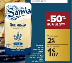 Carrefour Market Semoule de blé 100% blé dur samia offre
