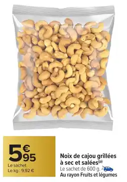 Carrefour Market Noix de cajou grillées à sec et salées offre