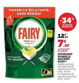 Super U Detergent Vaisselle Machine Fairy offre