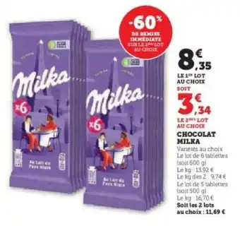 Super U CHOCOLAT MILKA offre