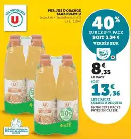 Super U Pur Jus d'Orange Sans Pulpe U offre
