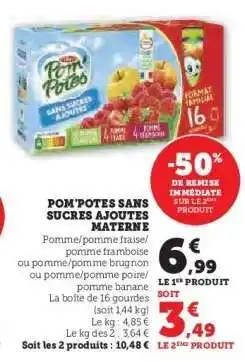 Super U POM'POTES SANS SUCRES AJOUTES MATERNE offre