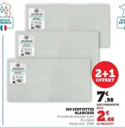 Super U 200 Serviettes Blanches offre