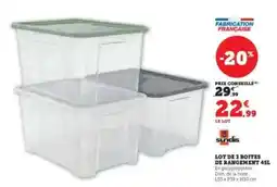 Super U Lot de 3 boîtes de rangement 45L offre