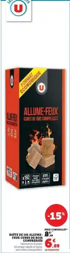Super U Boîte de 192 Allume-Feux Cubes de Bois offre