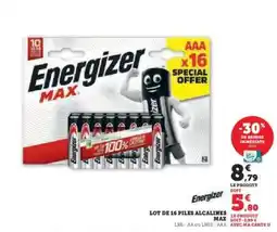 Super U Energizer Max AAA x16 offre