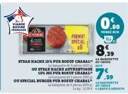 Hyper U Steak Haché 15% Pur Boeuf Charal offre