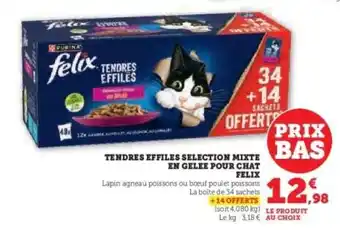 Hyper U Tendres Effiles Selection Mixte en Gelee pour Chat Felix offre