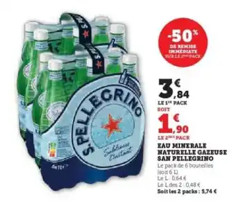 Hyper U Eau Minérale Naturelle Gazeuse 'San Pellegrino' offre