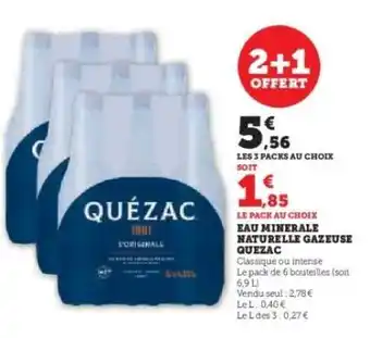 Hyper U Eau Minerale Naturelle Gazeuse Quezac offre