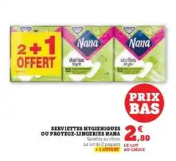 Hyper U Serviettes hygiéniques ou protège-lingeries Nana offre