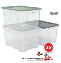 Hyper U Lot de 3 boîtes de rangement 45L offre