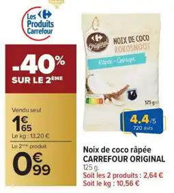 Carrefour Market Noix de coco râpée CARREFOUR ORIGINAL offre