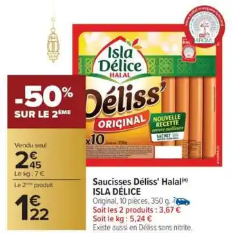 Carrefour Saucisses Déliss' Halal offre