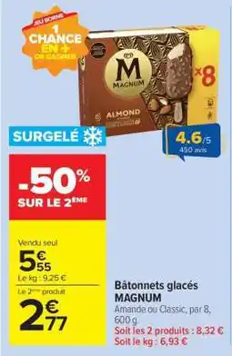 Carrefour Market BÂTONNETS GLACÉS MAGNUM offre