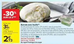 Carrefour Burrata avec feuille offre