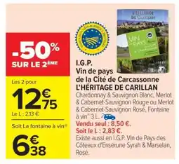 Carrefour I.G.P. Vin de pays de la Cité de Carcassonne L’HÉRITAGE DE CARILLAN offre