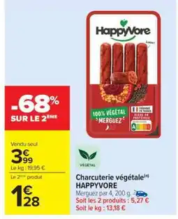 Carrefour Charcuterie végétale HAPPYVORE offre