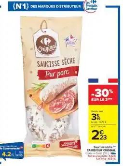 Carrefour Saucisse sèche pur porc offre