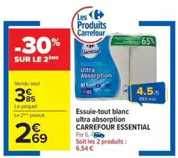 Carrefour Essuie-tout blanc ultra absorption CARREFOUR ESSENTIAL offre