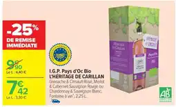 Carrefour I.G.P. Pays d'Oc Bio L'HÉRITAGE DE CARILLAN offre