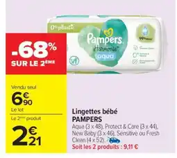 Carrefour LINGETTES BÉBÉ “PAMPERS” offre