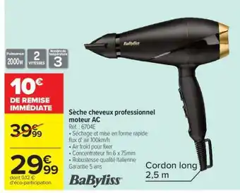 Carrefour Sèche cheveux professionnel moteur AC offre