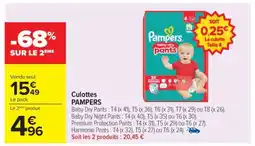 Carrefour Culottes PAMPERS offre