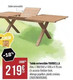 Bricorama MARBELLA Table extensible offre