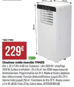 Bricorama TECTRO Climatiseur mobile réversible TPH4026 offre