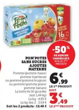 U Express Pom'potes sans sucres ajoutes materne offre