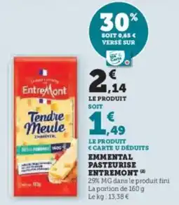 U Express Emmental pasteurise entremont offre