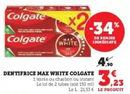 U Express Dentifrice max white colgate offre