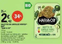 "HARI & CO" Galettes de lentilles vertes bio