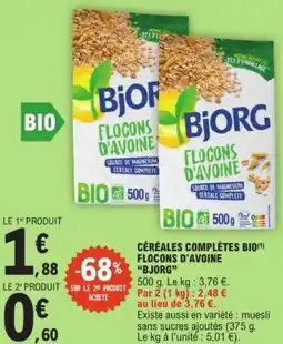 E.Leclerc "BJORG Céréales complètes bio(¹) flocons d'avoine offre