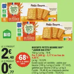 E.Leclerc "JARDIN BIO ÉTIC" Biscuits petits beurre bio offre