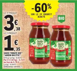 E.Leclerc "JARDIN BIO ÉTIC" Sauce tomate bio offre