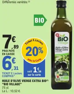 E.Leclerc "BIO VILLAGE" Huile d'olive vierge extra bio offre