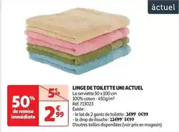 Auchan Actuel - linge de toilette uni offre