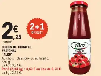 E.Leclerc "ALRO" Coulis de tomates fraîches offre