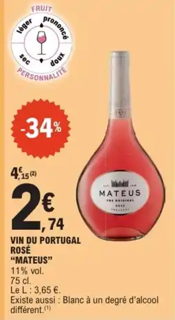 E.Leclerc MATEUS Vin du portugal rosé offre